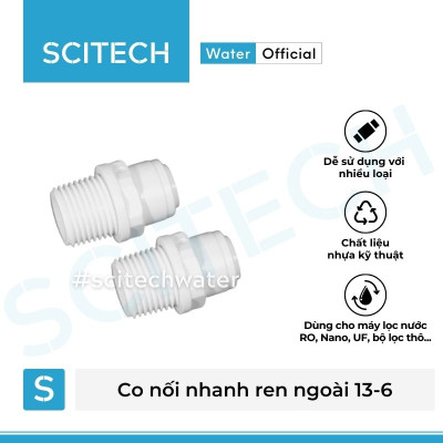 Co nối nhanh ren ngoài 13/17/21 ra dây 6 hoặc ren ngoài 13/17/21 ra dây 10 dùng trong máy lọc nước - Hàng chính hãng