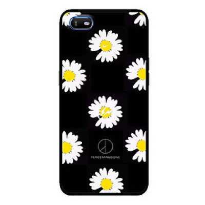 Ốp Lưng in cho Oppo A1k Mẫu Hoa Cúc Ô Vuông Xám Đen - Hàng Chính Hãng