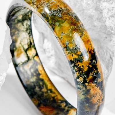 Vòng Tay Phong Thủy Đá Băng Ngọc Thủy Tảo Huyết Liền Khối (56mm) Mệnh Mộc, Hỏa Ngọc Quý Gemstones