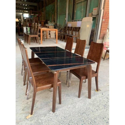 Bộ bàn ăn 6 ghế gỗ sồi đen nhận hàng trước khi thanh toán