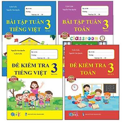 Sách - Combo Bài Tập Tuần và Đề Kiểm Tra Lớp 3 học kì 2 - Môn Toán và Tiếng Việt (4 cuốn)