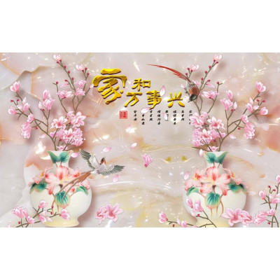 Tranh PHONG THỦY,TRANH HOA 3D, tranh dán tường mở rộng không gian,tranh dán tường 3D KT LỚN,,PVP-LUA02-012