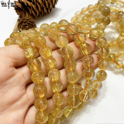 Vòng tay đá thạch anh tóc vàng 8mm 6A VIP hợp mệnh Kim, Thổ