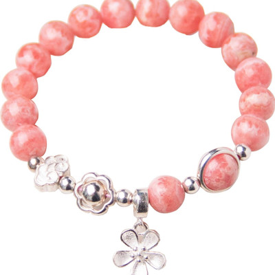 Vòng tay đá Rhodochrosite phối charm hoa mệnh hỏa, thổ - Ngọc Quý Gemstones