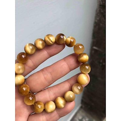 VÒNG ĐÁ MẮT HỔ VÀNG NÂU SÁNG BÓNG ĐẬM ĐẸP ĐÁ THIÊN NHIÊN SIZE VÒNG 10Ly  NỮ MẠNG KIM THỔ THUỶ