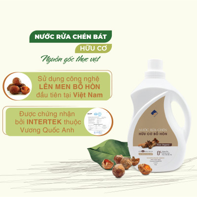 Nước rửa chén hữu cơ Bồ hòn Ecocare tinh dầu Quế 2000ml 