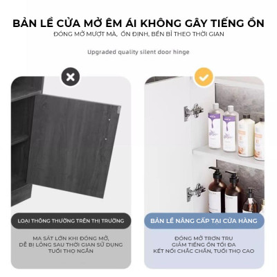 Tủ gương treo tường phòng tắm kèm kệ để đồ nhiều kích thước tiết kiệm không gian - GM207
