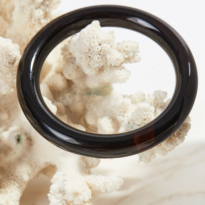 Vòng tay mã não đen thiên nhiên bản tròn dày 10mm - Ngọc Qúy Gemstones