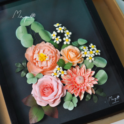 Tranh hoa giấy handmade trang trí cao cấp  SNAPSHOT Secret Garden 30x40cm - Maypaperflower Hoa giấy nghệ thuật