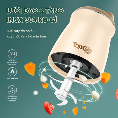 Hàng chính hãng Máy xay đa năng mini M7-02 cầm tay TopGiaKids, xay đồ ăn dăm cho bé, dung tích 300ml