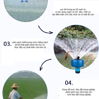 Máy Bơm Phun Mưa ABG LV-2200P100-TM,  Bơm Tưới Phun Mưa,Bơm Sục Khí Tạo Luồng Oxy  ,Ứng Dụng Cho Ngành Nuôi Trồng Thủy Hải Sản, Cung Cấp Lượng Oxy Thiết Yếu Cho Khu Vực Vừa Và Nhỏ - Hàng Chính Hãng.