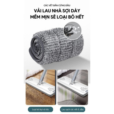 Cây Lau Nhà Tự Vắt, Chổi Lau Nhà Thế Hệ Mới Xoay 360 Độ Có 8 Bông Lau Đi Kèm - Hàng Nhập Khẩu