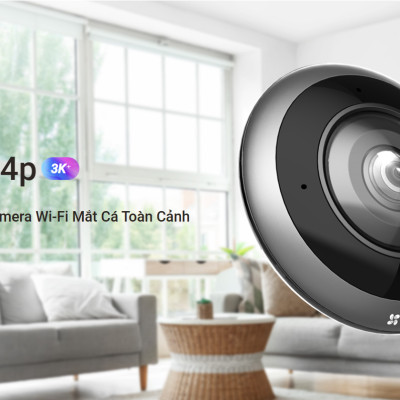 Camera Wifi mắt cá trong nhà EZVIZ E4P 3K (3K+), 4 micro đa hướng, đàm thoại rõ ràng - Hàng chính hãng