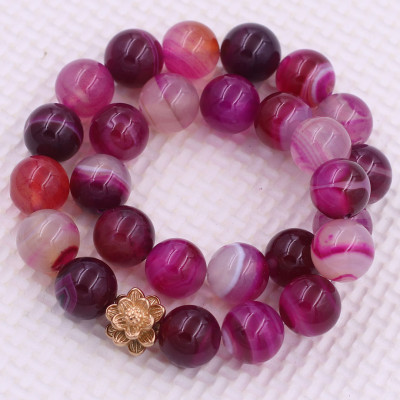 [Mệnh Hỏa, Thổ] Vòng Chuỗi Niệm Phật Đá Mã Não Hồng 14 Ly 27 Hạt Charm Hoa Sen Inox, Vòng Chuỗi Phật Giáo, Chuỗi Niệm Phật Hạt To - Phong Thủy 868