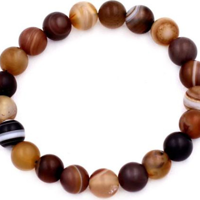 Vòng chuỗi đeo tay Mã Não Nâu Sọc Mờ 8 ly 21 hạt  - hợp mệnh Kim, mệnh Thổ - Vòng size phù hợp cho nữ