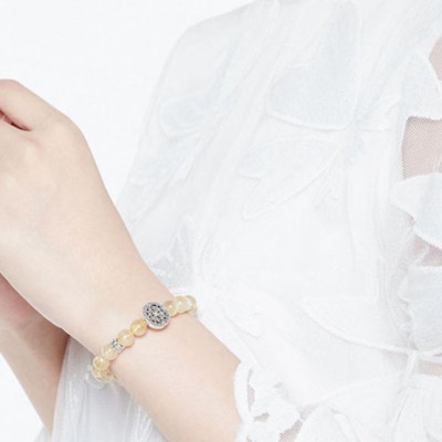 Vòng Tay Thạch Anh Tóc Vàng 8mm Charm Bạc 925 Ngọc Quý Gemstones VT141