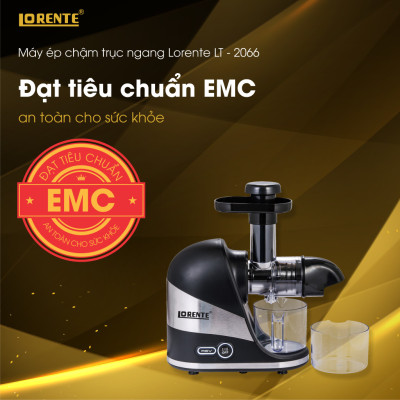 Máy ép chậm trục ngang Lorente mẫu mới màu đen, ép tất cả dễ dàng, kiệt nước, công suất mạnh 300W-Hàng chính hãng