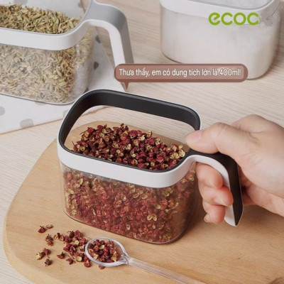 ( hàng cao cấp ) kệ hộp gia vị 3N & 2N -  hộp đựng gia vị thông minh kèm thìa bằng nhựa ABS gắn tường không cần khoan đục