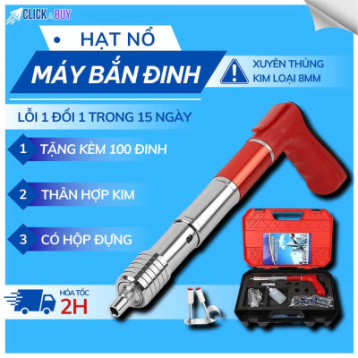 Máy Bắn Đinh Vào Bê Tông Sắt Thép Siêu Mạnh – Có 100 Đinh & Hộp Phụ Kiện, Vỏ Kim Loại Cứng Cáp
