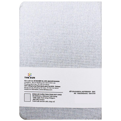 Sổ Colourful Notebook A6 - Dòng Kẻ Chấm - 120 Trang 100gsm - The Sun - Màu Bạc