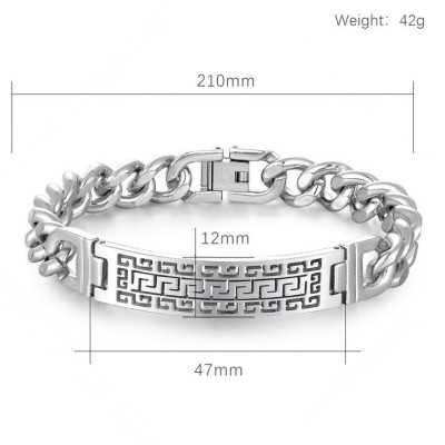  Lắc tay nam thời trang mặt chữ nhật viền mê cung phong cách sành điệu MST93