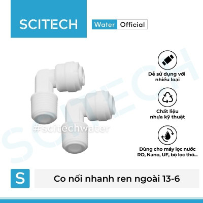Co nối nhanh ren ngoài 13/17/21 ra dây 6 hoặc ren ngoài 13/17/21 ra dây 10 dùng trong máy lọc nước - Hàng chính hãng