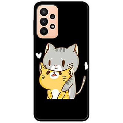 Ốp lưng dành cho Samsung A13 4G mẫu Hai Chú Mèo Ôm Nền Đen