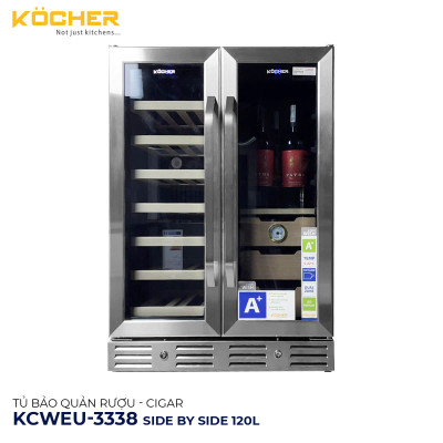 TỦ BẢO QUẢN RƯỢU - CIGAR KCWEU-3338 (SIDE BY SIDE 120L). Hàng chính hãng