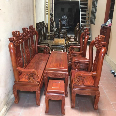 Bộ bàn ghế Tam Sư Nghê Ba Đầu gỗ Xà Cừ