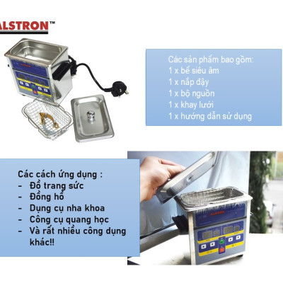 Máy Rửa Sóng Âm 100W 2.5 Lít Thương Hiệu ALSTRON Singapore - Ultrasonic Cleaner (ALD-40100-25H)