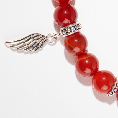 Vòng tay đá mã não đỏ phối cánh bạc Ngọc Quý Gemstones