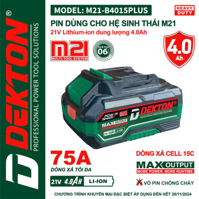 COMBO MÁY CƯA XÍCH 12INCH 21V DEKTON M21-CX12BL + 2 PIN 4AH/21V + 1 SẠC - HÀNG CHÍNH HÃNG
