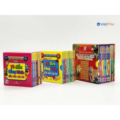 Sách - Từ Điển Bằng Hình Đầu Tiên Của Bé + Cùng Bé Khám Phá Thế Giới Xung Quanh - Combo 3 Boxset - Việt Thư