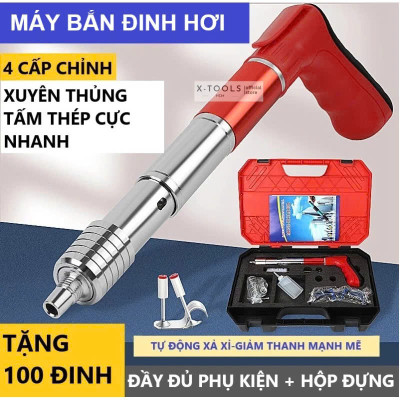 Máy Bắn Đinh Bê Tông Xuyên Sắt Thép Loại Xịn Vỏ Inox – Kèm 100 Đinh Và Hộp Đựng