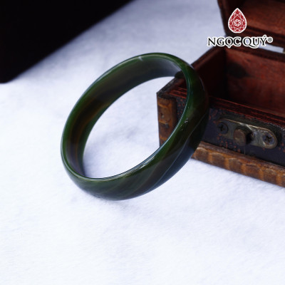 Vòng đá mã não xanh lá đậm rằn ri Ni56 - Ngọc Quý Gemstones