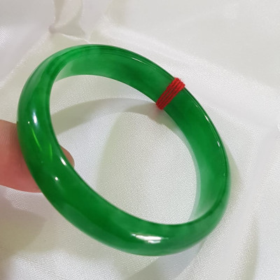 Vòng Đá cẩm thạch Bản HẸ LÝ 53mm Xanh Lý ĐậmTươi bóng đẹp Size 53mm x cao 12mm x dầy 6mmNữ 52kg - 56kg mệnh Mộc Hỏa Thủy Món Quà Ý nghĩa Anh Chị tặng chính bản thân mình, Mẹ, Vợ, người thân yêu ạ