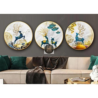 Tranh tráng gương hươu tròn