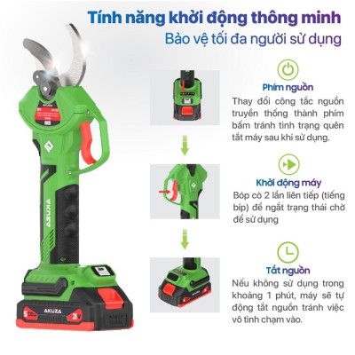 KÉO CẮT CÀNH PIN 21V ( XÁM KHÔNG GIAN ) AKUZA KCC32 - HÀNG CHÍNH HÃNG