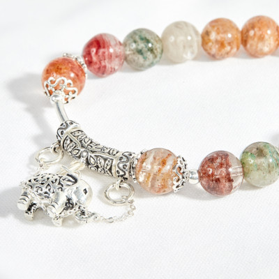 Vòng thạch anh ưu linh đồng tâm phối charm voi bạc Ngọc Quý Gemstones