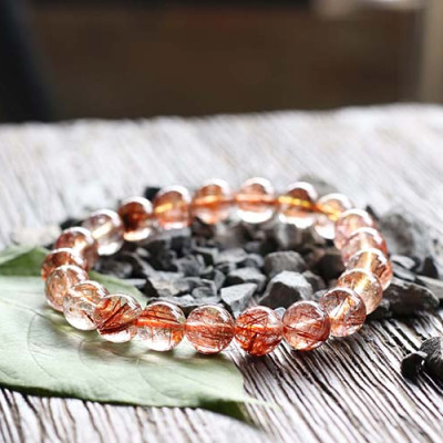 Vòng Thạch Anh Tóc Đỏ Myanmar 9.5mm Ngọc Quý Gemstones VT121