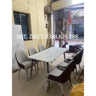 bộ bàn ăn nhập khẩu 1m6x80 6 ghế  monet