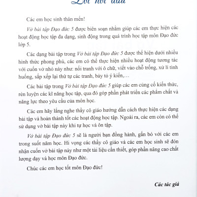 Sách - Vở Bài Tập Đạo Đức 5 (Cánh Diều) (Chuẩn)