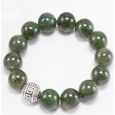 Vòng Tay Đá Thạch Anh Tóc Xanh Phối Charm Bạc (14mm) Ngọc Quý Gemstones