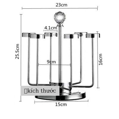 Giá Úp Cốc INox cao cấp Xoay 360 độ (hàng xuất Đức )