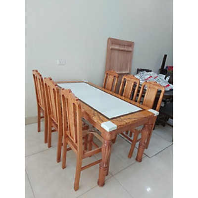 Bàn ăn 6 ghế bàn tràn mặt đá