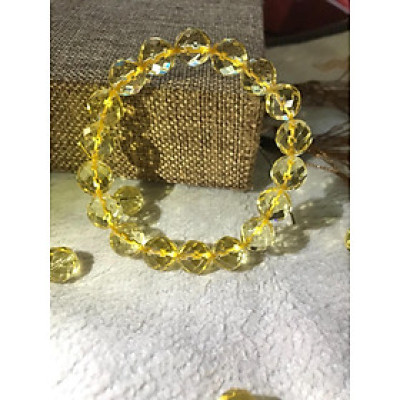 CHIẾC VÒNG TAY PHONG THỦY MAY MẮN HỢP NỮ MỆNH KIM THỎ THỦY CHẤT LIỆU ĐÁ THẠCH ANH VÀNG NHẸ GIÁC  SIZE VÒNG 10MM GỒM 18 HẠT VÔ CUNG