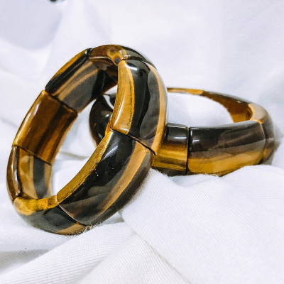 Vòng thạch anh mắt hổ vàng nâu bản đốt lớn mệnh thổ, kim - Ngọc Quý Gemstones