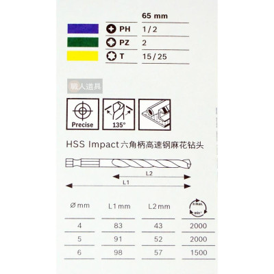 ĐẦU VẶN VÍT EXTRA HARD 65MM (5 MÓN) VÀ BỘ 3 MŨI KHOAN MULTI-CONSTRUCTION BOSCH 2608522419 - HÀNG CHÍNH HÃNG