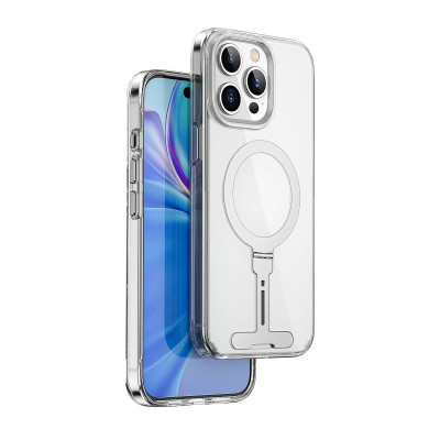 Ốp lưng sạc từ tính tích hợp kệ đỡ ẩn cho iPhone 15 Pro / 15 Pro Max hiệu WIWU Stand chống sốc, chống va đập bảo vệ camera - Hàng nhập khẩu