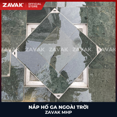 Nắp hố ga Zavak MHP-AA60 KT60x60cm, lát đá dày 2cm, chịu tải xe 3.2 tấn, inox 304